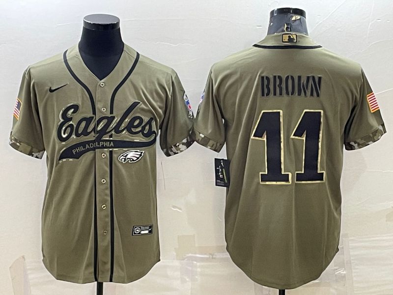 Men Philadelphia Eagles #11 Brown salute green 2022 Nike Co branded NFL Jerseys